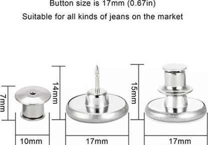 Jeans Button with Snap | Universal Jeans Button Pin | Jeans Buttons | Replacement Buttons | Jeans Button | Silver | 1 Piece - Image 3