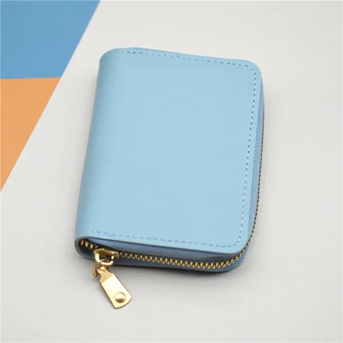 Card Holder with Anti-RFID | Credit Card Holder | With Cash Compartment | Card Holder - Wallet | PU Leather | Wallet | Light Blue - Image 3