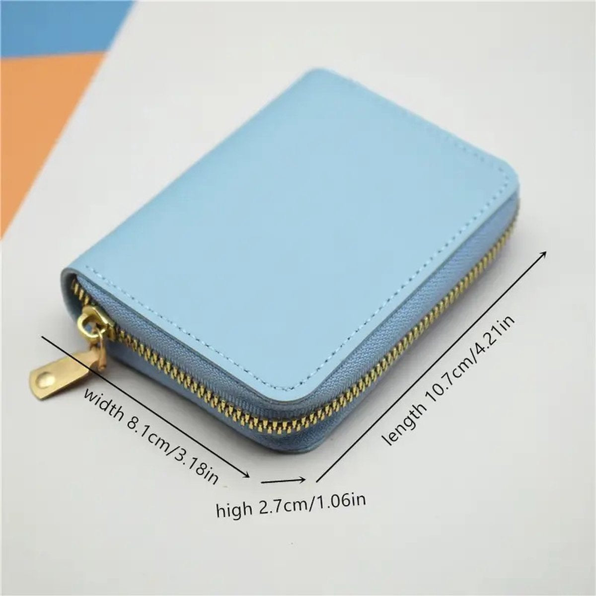 Card Holder with Anti-RFID | Credit Card Holder | With Cash Compartment | Card Holder - Wallet | PU Leather | Wallet | Light Blue - Image 4