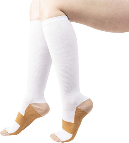 Sports Socks | Running Socks | Running | Fitness Socks | Copper Compression Socks | Support Socks | Airplane Socks | Size L/XL (40-47) | White - Image 4