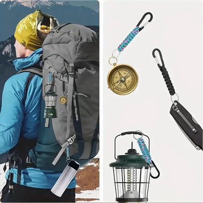 Paracord Survival Keychain with Carabiner | Emergency Kit | Extra Strong | Blue - Image 4