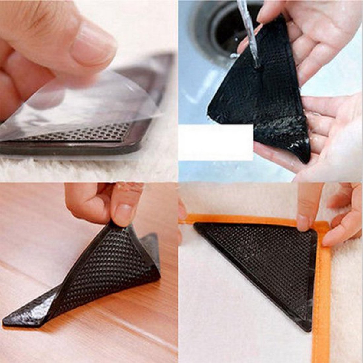 4x Anti-Slip Carpet Stickers | Rug Adhesive Tape | Self-Adhesive Carpet Tape | Rug Stickers | Black - Image 4