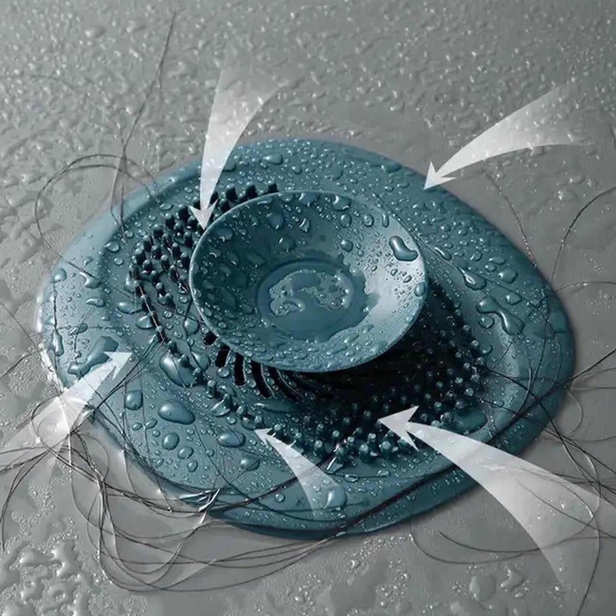 Luxury Shower Drain - Hair Catcher - Sink Stopper - Drain Plug - Silicone - Dark Blue