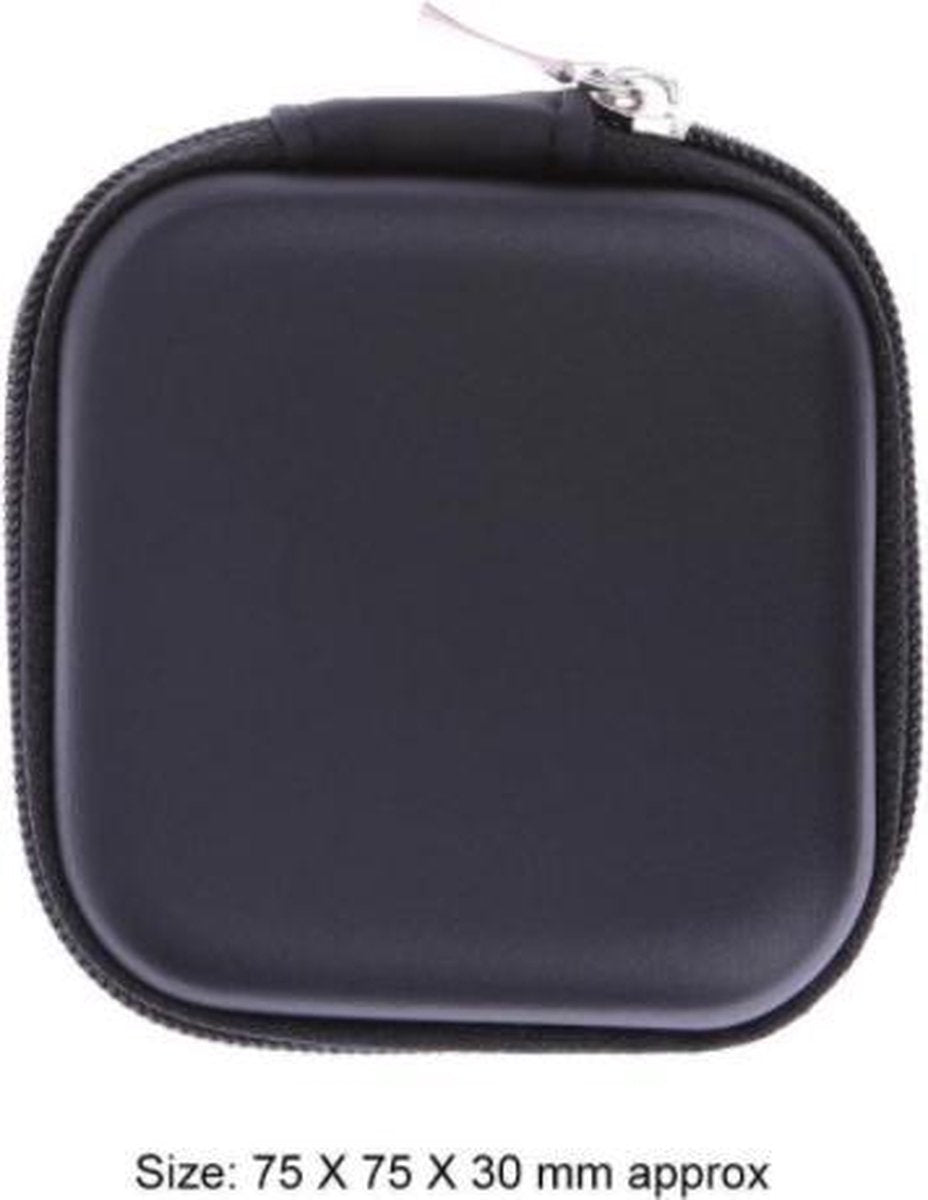 Hard Case Earphone Case | Storage Bag for Earphones | Cable Pouch | Storage Case for Cable | In-Ear Earphones | Key Holder | Coin Holder | Keys | Coins | Travel Bag | Black | Storage Bag | Storage Space | Phone Accessories | Electronics Protector - Image 3