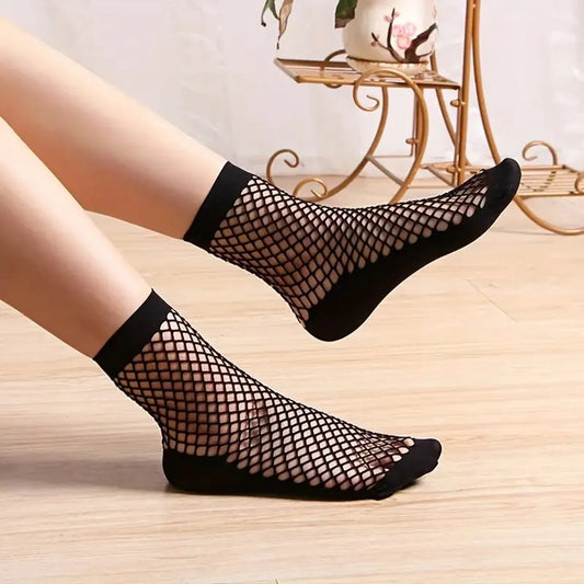 3 Pairs of Fishnet Socks for Women | Trendy Socks | Fishnet Stockings | Thin Mesh Socks | With Anti-slip | Soft & Lightweight | Size 36-42 | Black - Image 3