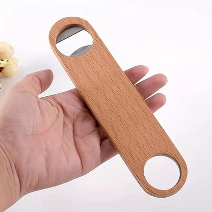 Luxury Wooden Bottle Opener | Beer Opener | Bottle Opener | Bar Accessories | With Hanging Loop | Wood/Stainless Steel | 18 x 5 CM - Image 2