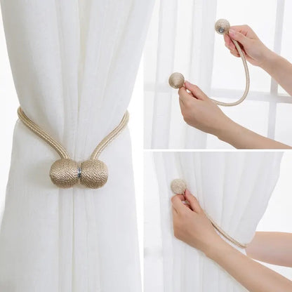 Set of 2 Magnetic Curtain Holders | Curtain Tieback | Curtain Holder | Magnetic Curtain Cord | Curtain Buckle | Universal | Black - Image 4