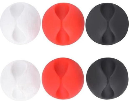 6-Piece Cable Organizer | Cable Holder | With Cable 3 Clips | Sort Cables | With Self-Adhesive Tape | Red/White/Black - Image 3