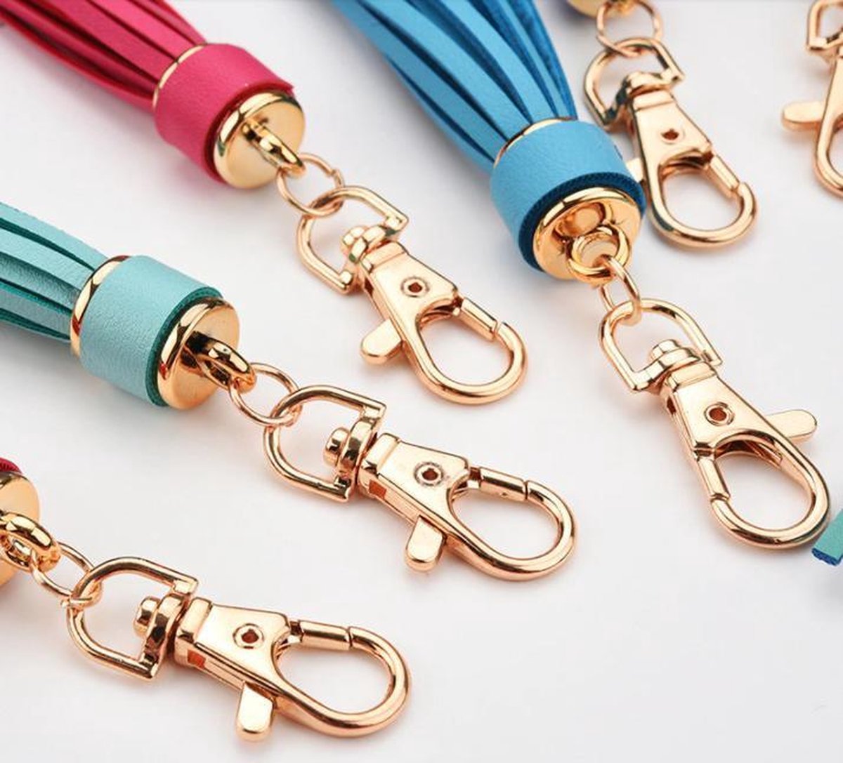 Tassel keychain | leather (PU) / women / men / bag charm / car - leather lanyard CORAL RED - Image 2