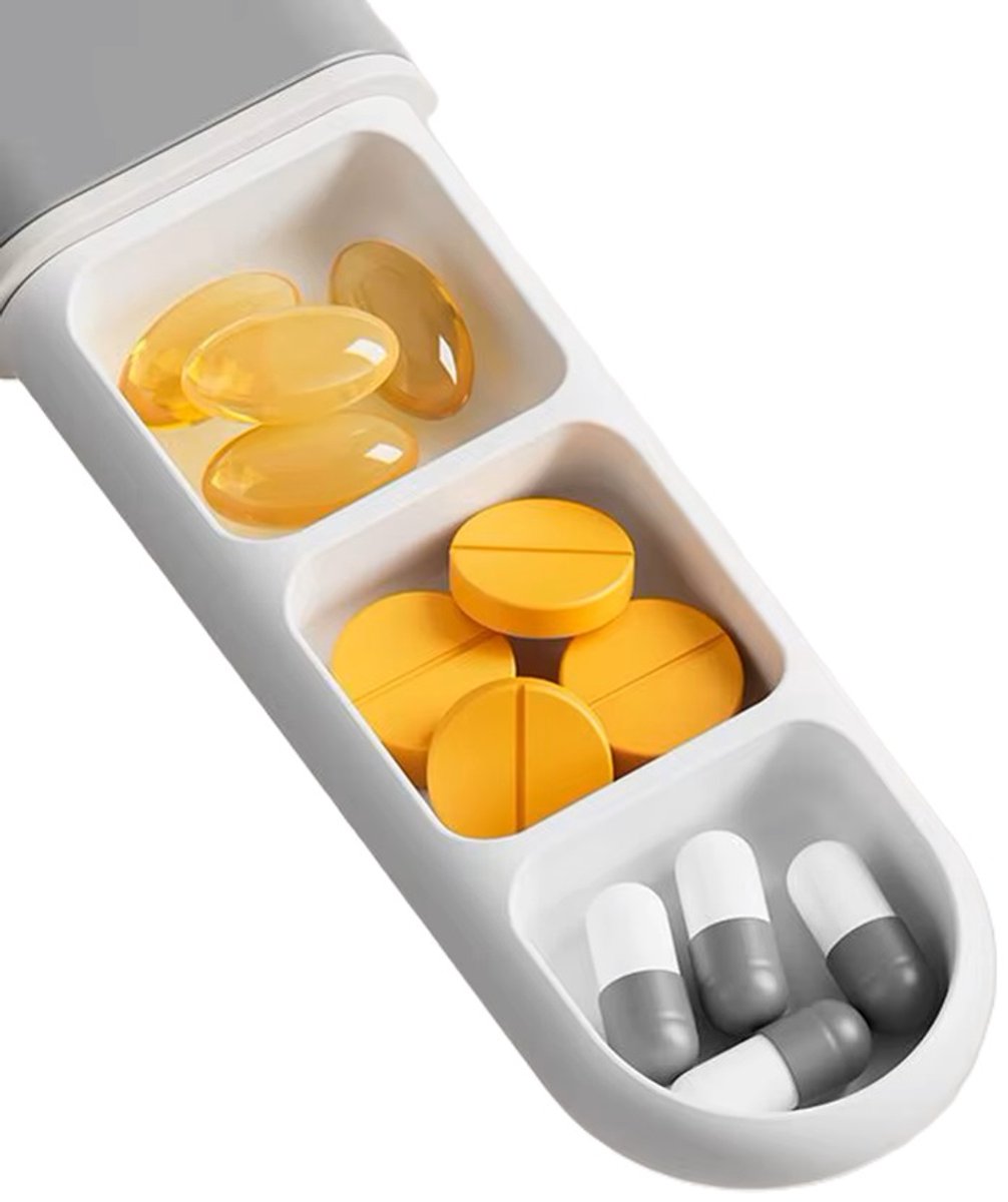 Portable | Pill Box | Pill Box | Medicine Box | Waterproof | Pill Box Tube | 3 Compartments | Incl. Hanging Hook | Grey - Image 3