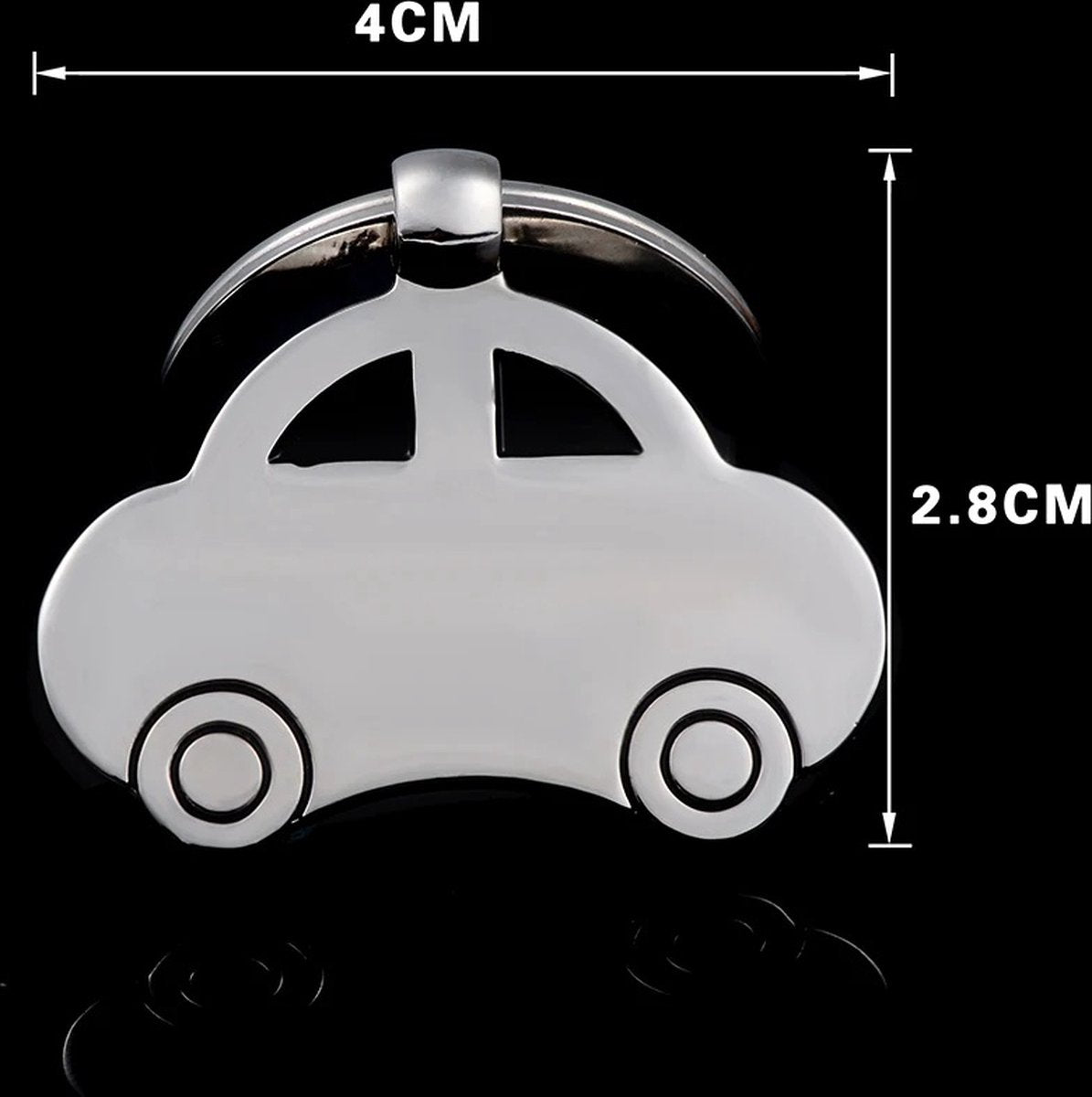 Car Keychain | 4 x 2.8 CM | Metal | Silver - Image 3