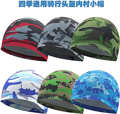 Motorcycle Beanie | Camouflage Cycling Beanie | Helmet Beanie | Bandana | Ventilated | Motorcycle Accessories | Helmet Hair Cap | Camo/Red - Image 2