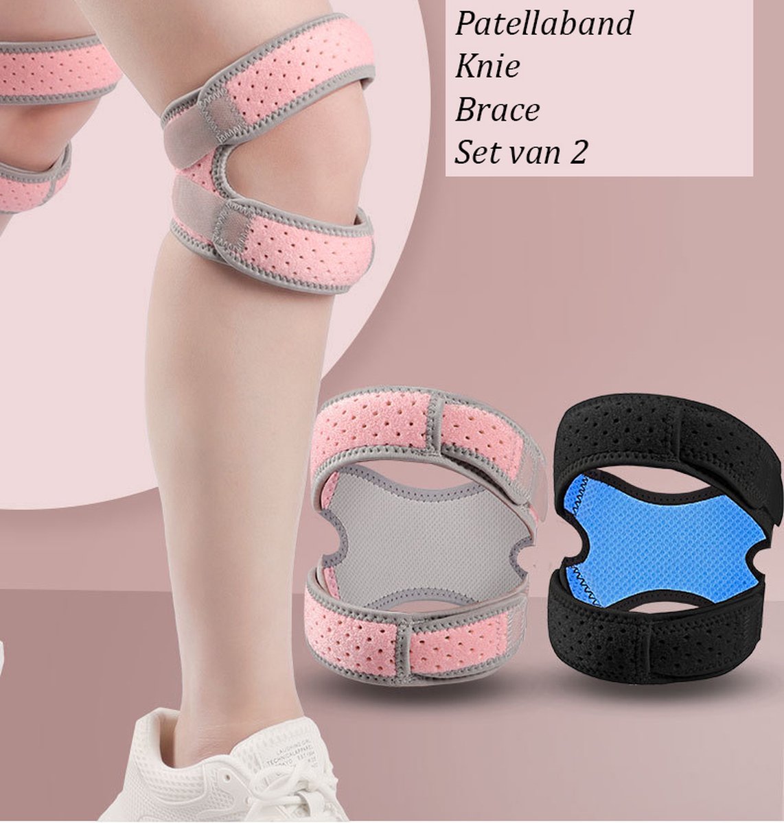 Double Patella Knee Brace | Patella Strap | Knee Support | Knee Protector | Knee Tendon Strap | Knee Bandage | Elastic Bandage | Adjustable | Black/Blue - Image 4