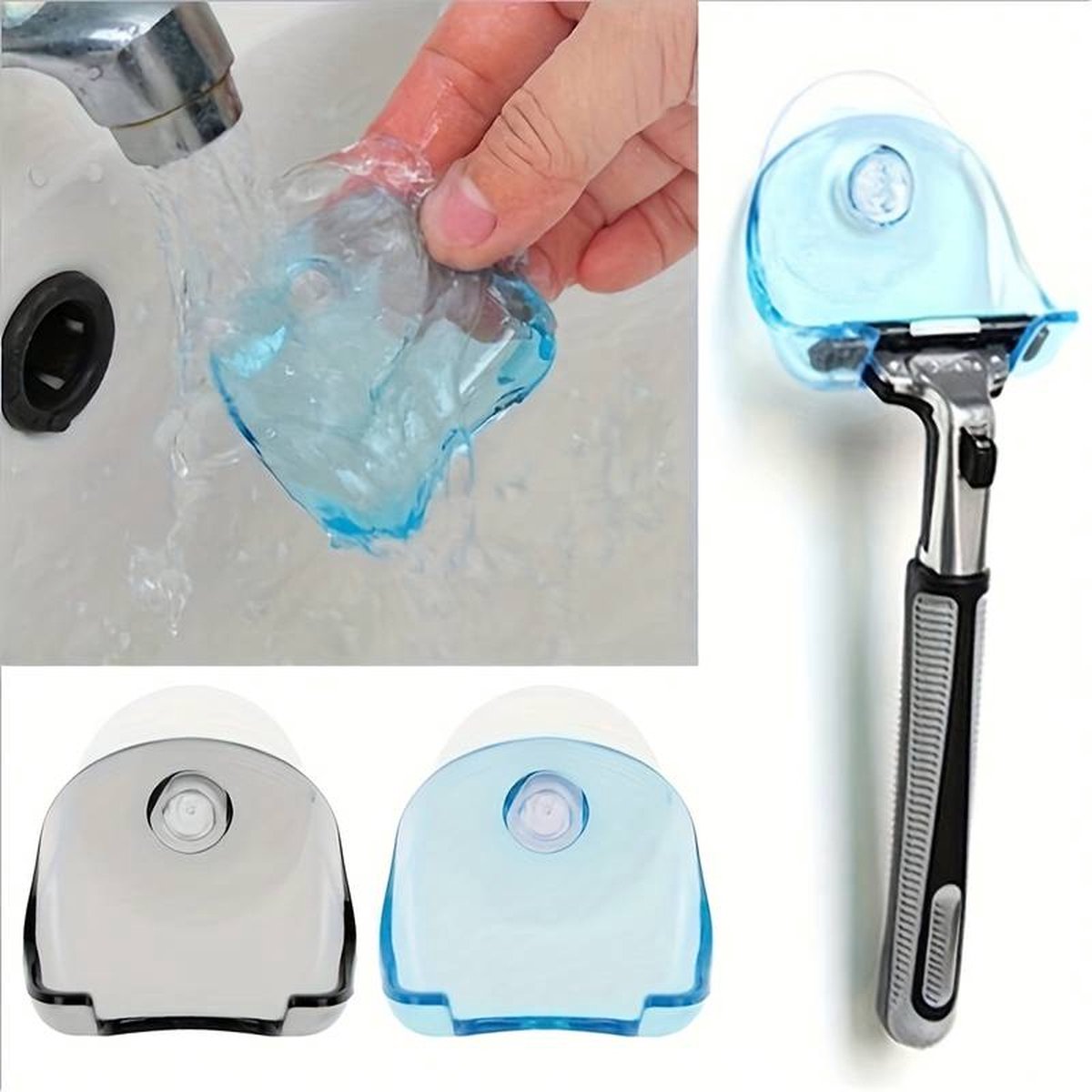 Self-Adhesive Razor Holder | Razor Tray | Self-Adhesive Razor Holder | Hook for Razor | Hanging Razor | Blue - Image 3