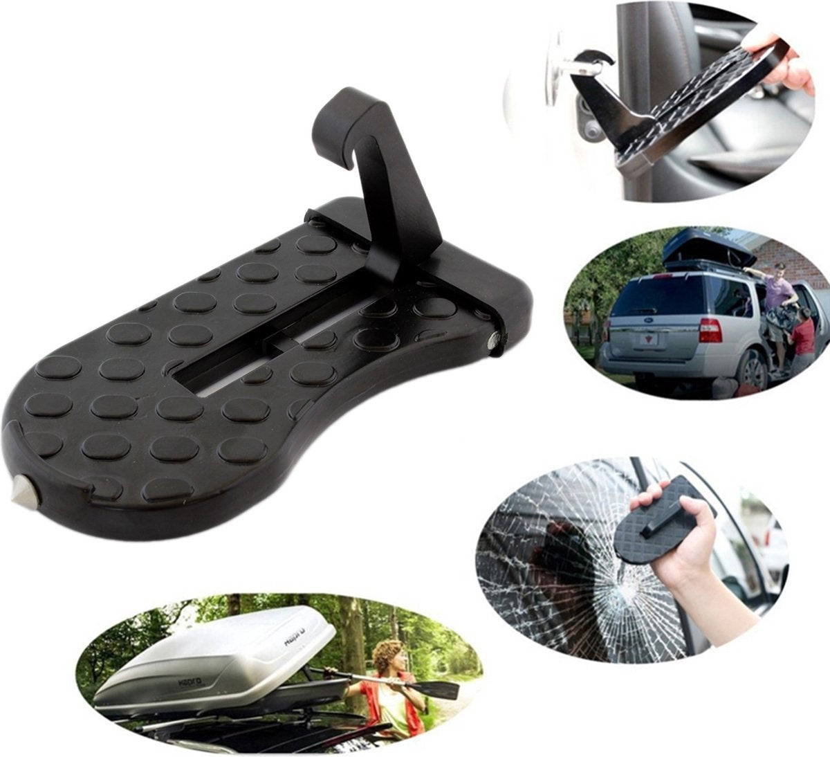 Car Roof Box Step | Door Step | Bike Carrier | Roof Rack | Includes Safety Hammer | Universal | Aluminum | Black - Image 3