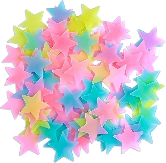 Star Glow In Dark Wall Stickers 100 Pieces | Luminous Star Wall Stickers | Multicolored Stars | PVC | Multicolor - Image 2