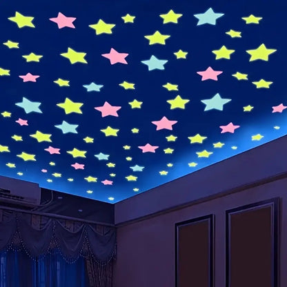 Star Glow In Dark Wall Stickers 100 Pieces | Luminous Star Wall Stickers | Multicolored Stars | PVC | Multicolor - Image 5
