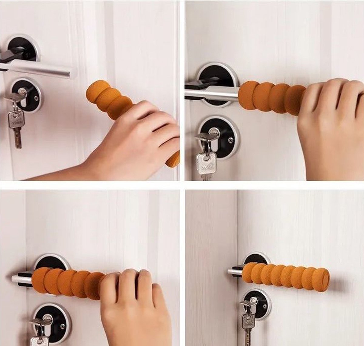 Foam Door Stopper | Wall Protector | Door Protection | Door Handle Protective Cover | Baby and Child Door Protector | Brown - Image 3