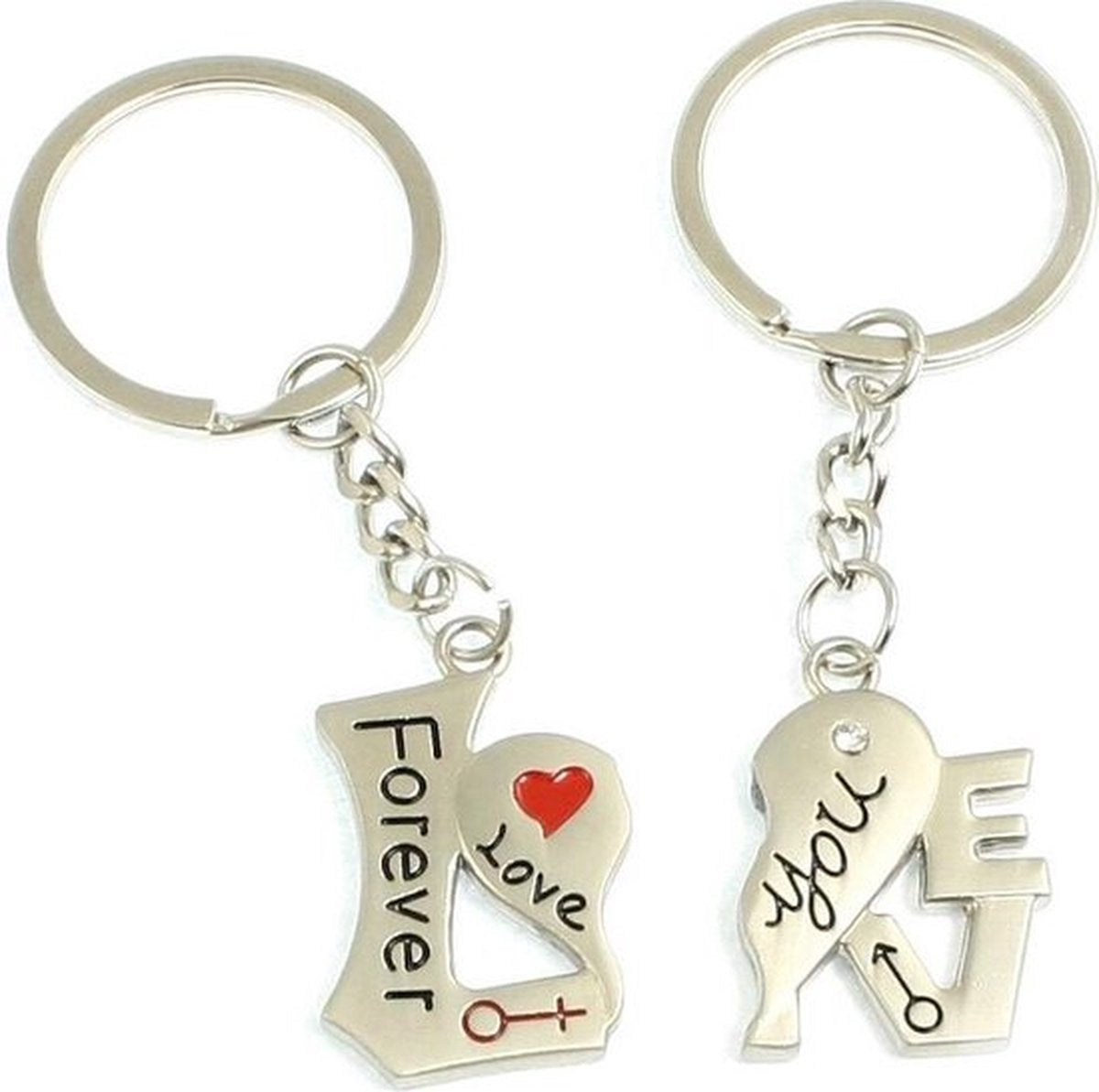 2-Piece Keychain Forever Love You | Couples Keychain | For Him & Her | Silver - Image 5