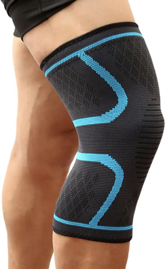 Compression Knee Brace | Knee Support | Knee Protector | Knee Bandage | Knee Support | 1 Piece | Blue Black | Size L