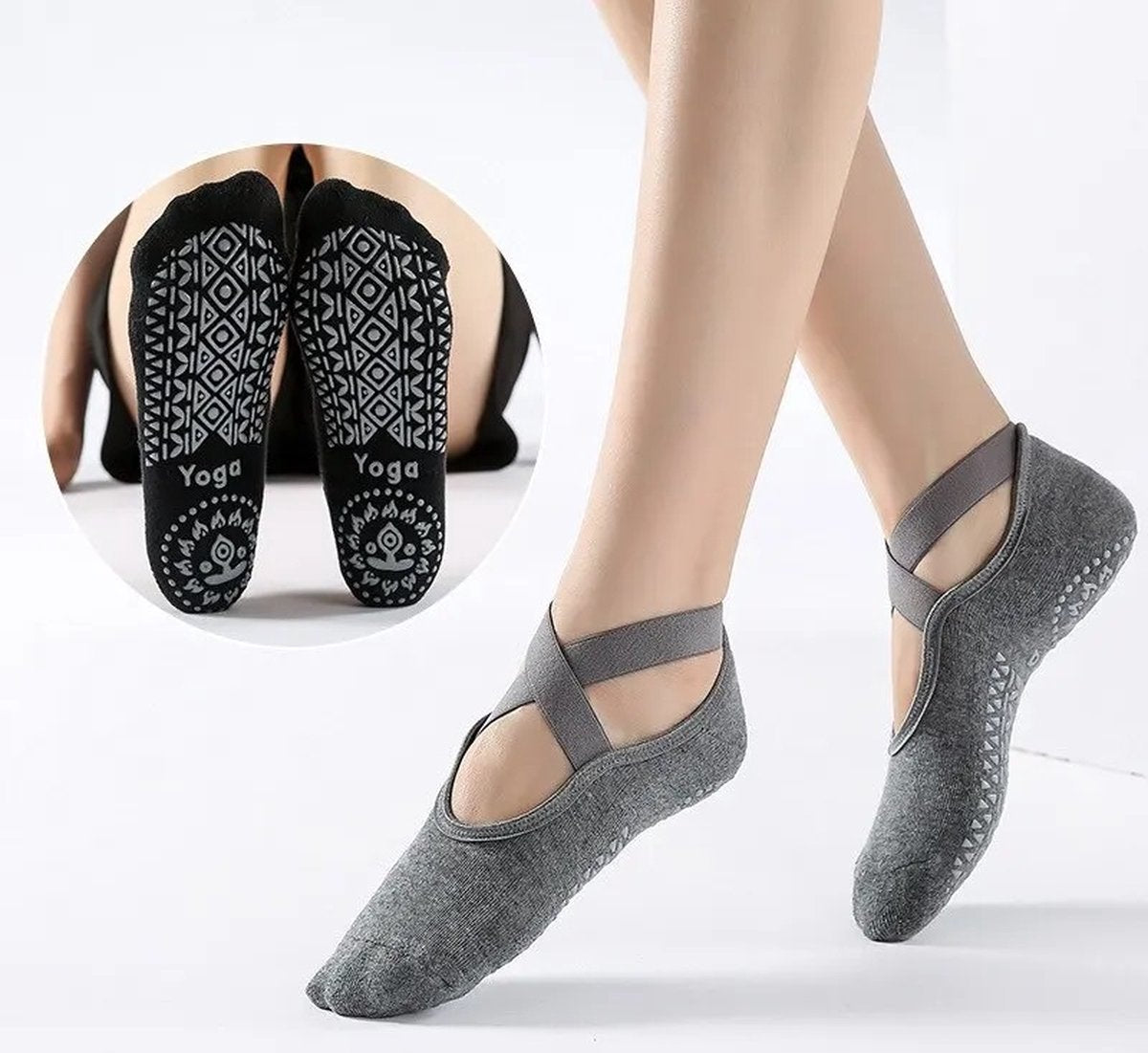 Closed Toe Yoga Socks | With Anti-Slip Bottom | Anti-Slip Socks | Pilates Socks | Size 36-40 | Red - Image 3