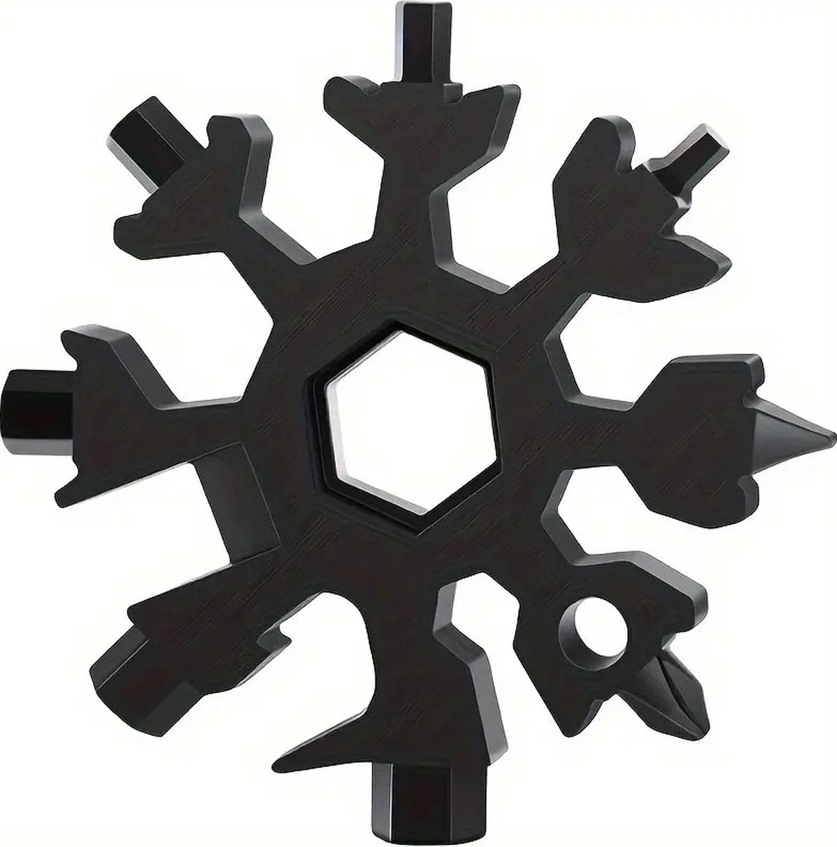 18 in 1 Multipocket Tool | 18 Functions | Stainless Steel | Multitool Keychain | Bicycle Tools | Snowflake | Black - Image 2
