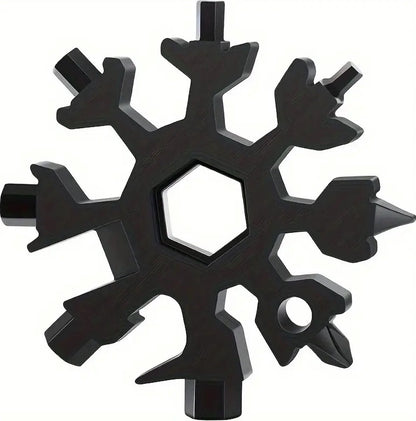 18 in 1 Multipocket Tool | 18 Functions | Stainless Steel | Multitool Keychain | Bicycle Tools | Snowflake | Black - Image 2
