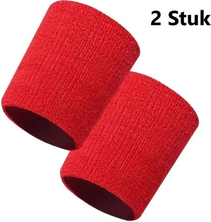 Wristband Set | Sweatband | Sweatbands | Wrist | Sports Bands | 2 Pieces | 8 x 8 CM | Red - Image 4