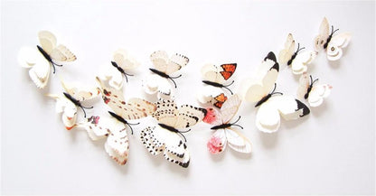 Wall Stickers Double Butterfly White 3D Wall Decoration Butterflies 12 Pieces - LeuksteWinkeltje
