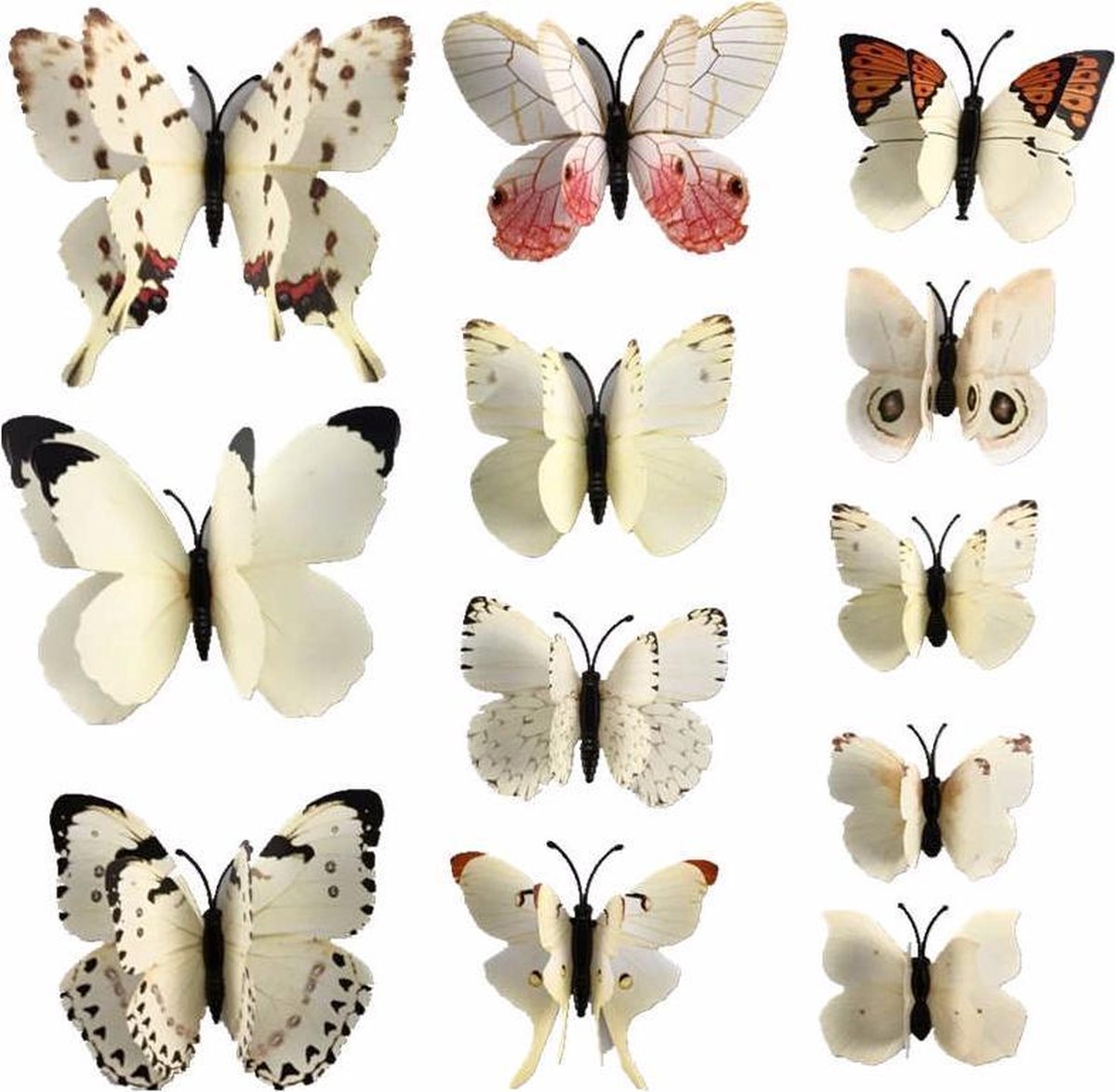 Wall Stickers Double Butterfly White 3D Wall Decoration Butterflies 12 Pieces - LeuksteWinkeltje - Image 2