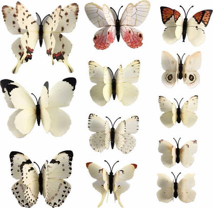 Wall Stickers Double Butterfly White 3D Wall Decoration Butterflies 12 Pieces - LeuksteWinkeltje - Image 2