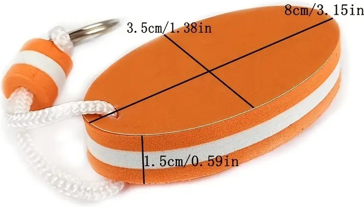 Floating Keychain | EVA Foam | For Large Keyring | Foam | Bumper | Key Float | Oval | Orange - Image 4