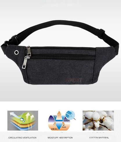 Sporty Waist Bag | Running Belt | Fanny Pack | Crossbody Bag | With Phone Holder & Cable Opening | Running Bag | Unisex | Black - Image 3