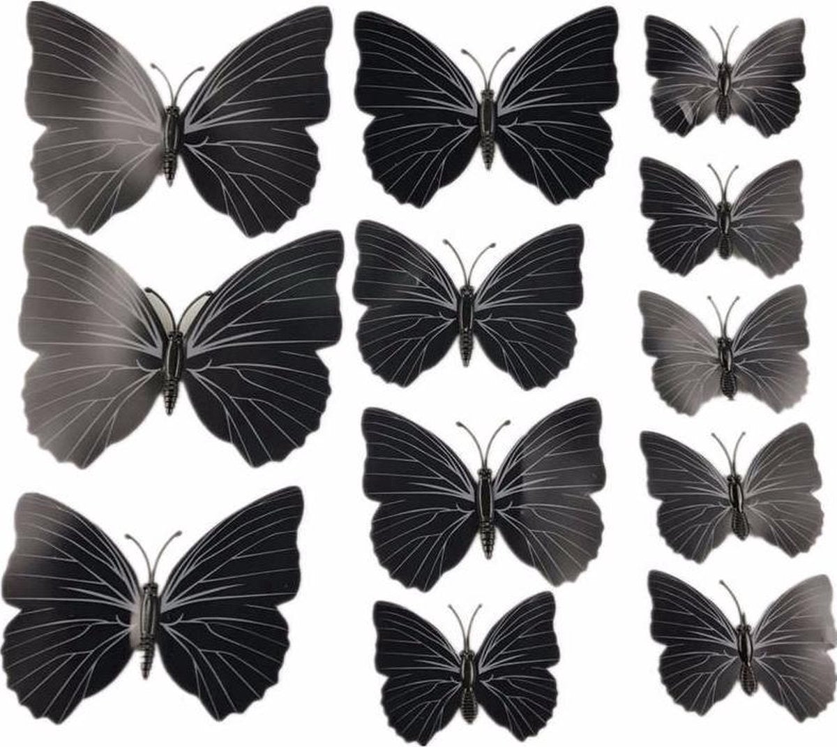 Set of 12 3D Butterfly Wall Decoration | Wall Butterflies | Nursery Decoration | Foldable Wall Stickers | Butterfly Wall Stickers | Black - Image 3