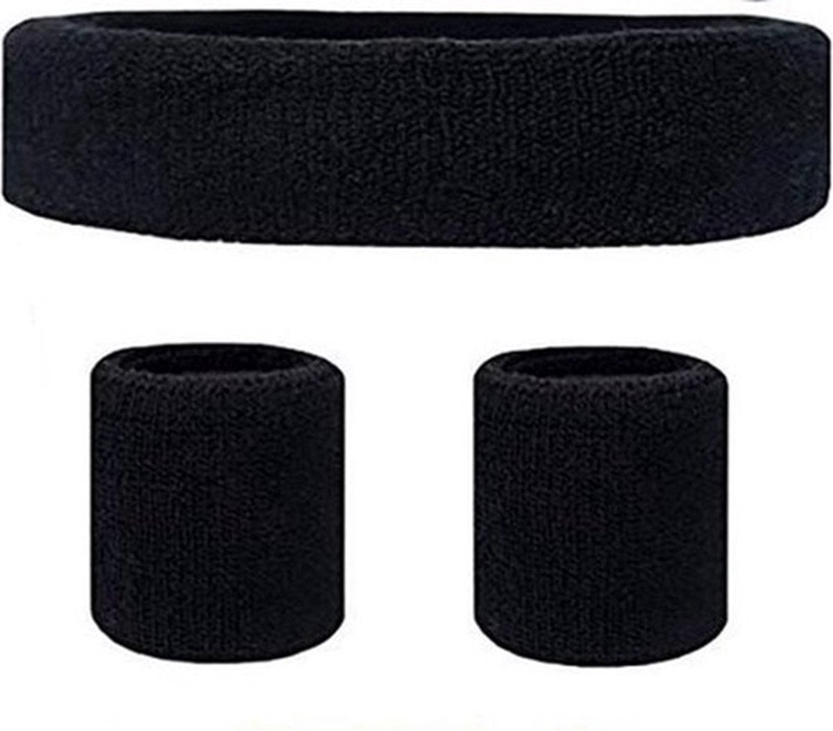 Set of Headband and 2x Wristbands Set | Sweatband | Sweatbands | Head and Wrist | Sports Bands | Black - Image 4