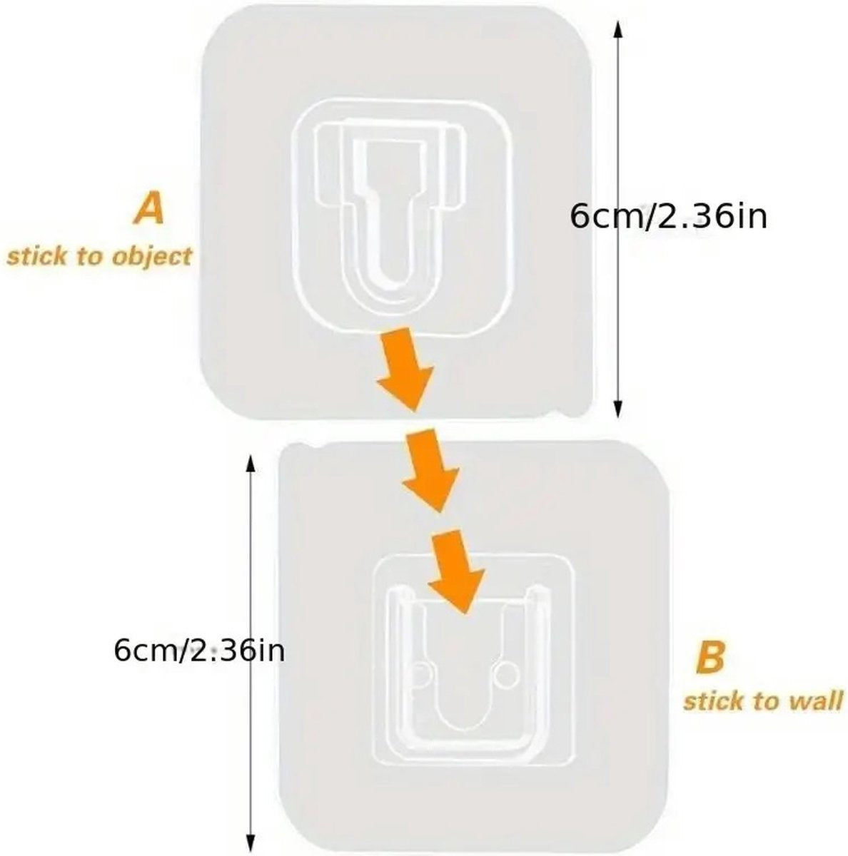 2 Pairs Transparent Self-Adhesive Hanging Hooks | Hanging System | Self-Adhesive Wall Hangers | Double-Sided Adhesive Wall Hooks | Hanging Hooks - Image 5