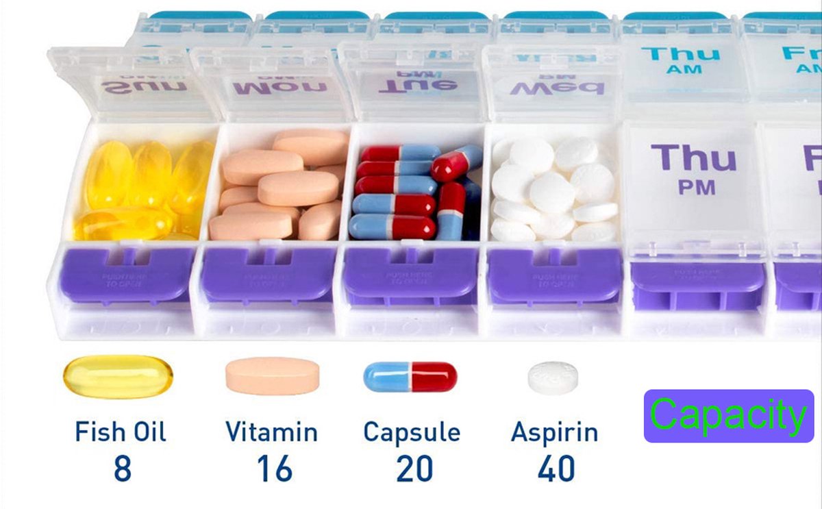 Medicine box | Pill box | Pill case | Medicine box | Pill Box | With Push Button | 7 days | 2 Daily portions - Image 4