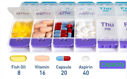 Medicine box | Pill box | Pill case | Medicine box | Pill Box | With Push Button | 7 days | 2 Daily portions - Image 4