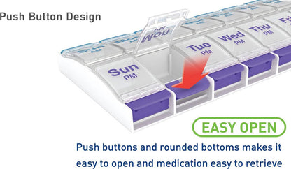 Medicine box | Pill box | Pill case | Medicine box | Pill Box | With Push Button | 7 days | 2 Daily portions - Image 5