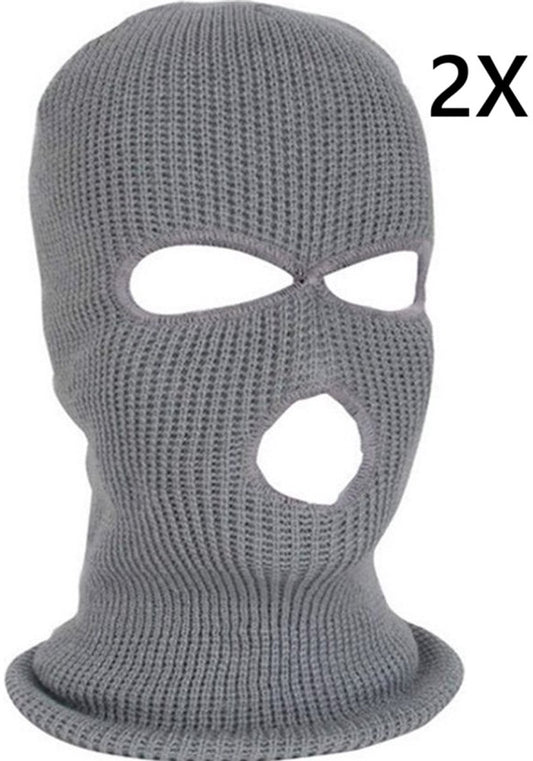 2x Facemask I Sports hat I Three-hole hat I Ski hat I Bivouac I Balaclava I One Size I Gray
