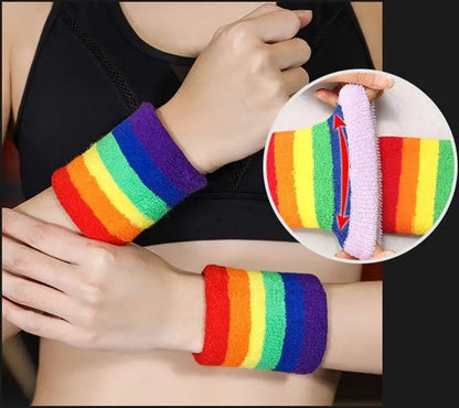 Set of Headband & 2x Wristbands Set | Sweatband | Sweatbands | Head and Wrist | Sports Band | Rainbow - Image 4
