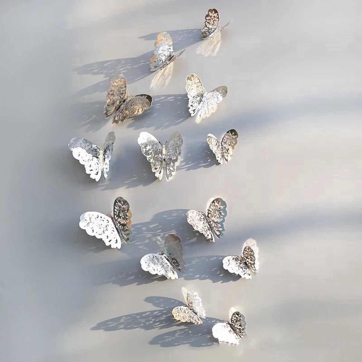 3D Wall Decoration Butterflies 12 Pieces | Wall Butterflies | Butterfly Wall Stickers | Solid Wall Stickers | Silver - Image 2