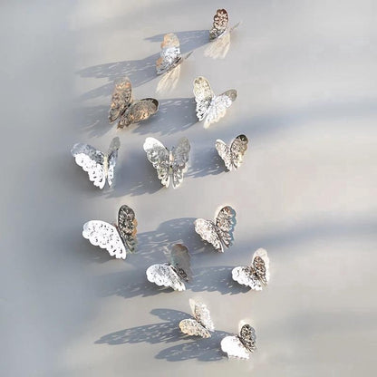 3D Wall Decoration Butterflies 12 Pieces | Wall Butterflies | Butterfly Wall Stickers | Solid Wall Stickers | Silver - Image 2