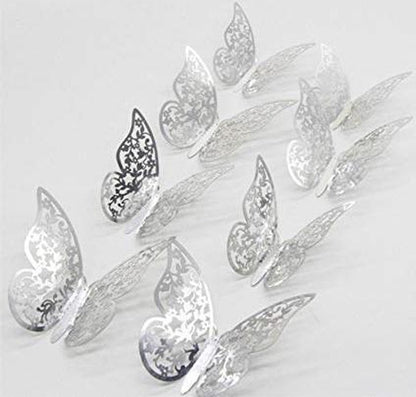 3D Wall Decoration Butterflies 12 Pieces | Wall Butterflies | Butterfly Wall Stickers | Solid Wall Stickers | Silver - Image 3