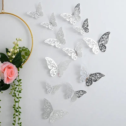 3D Wall Decoration Butterflies 12 Pieces | Wall Butterflies | Butterfly Wall Stickers | Solid Wall Stickers | Silver - Image 5