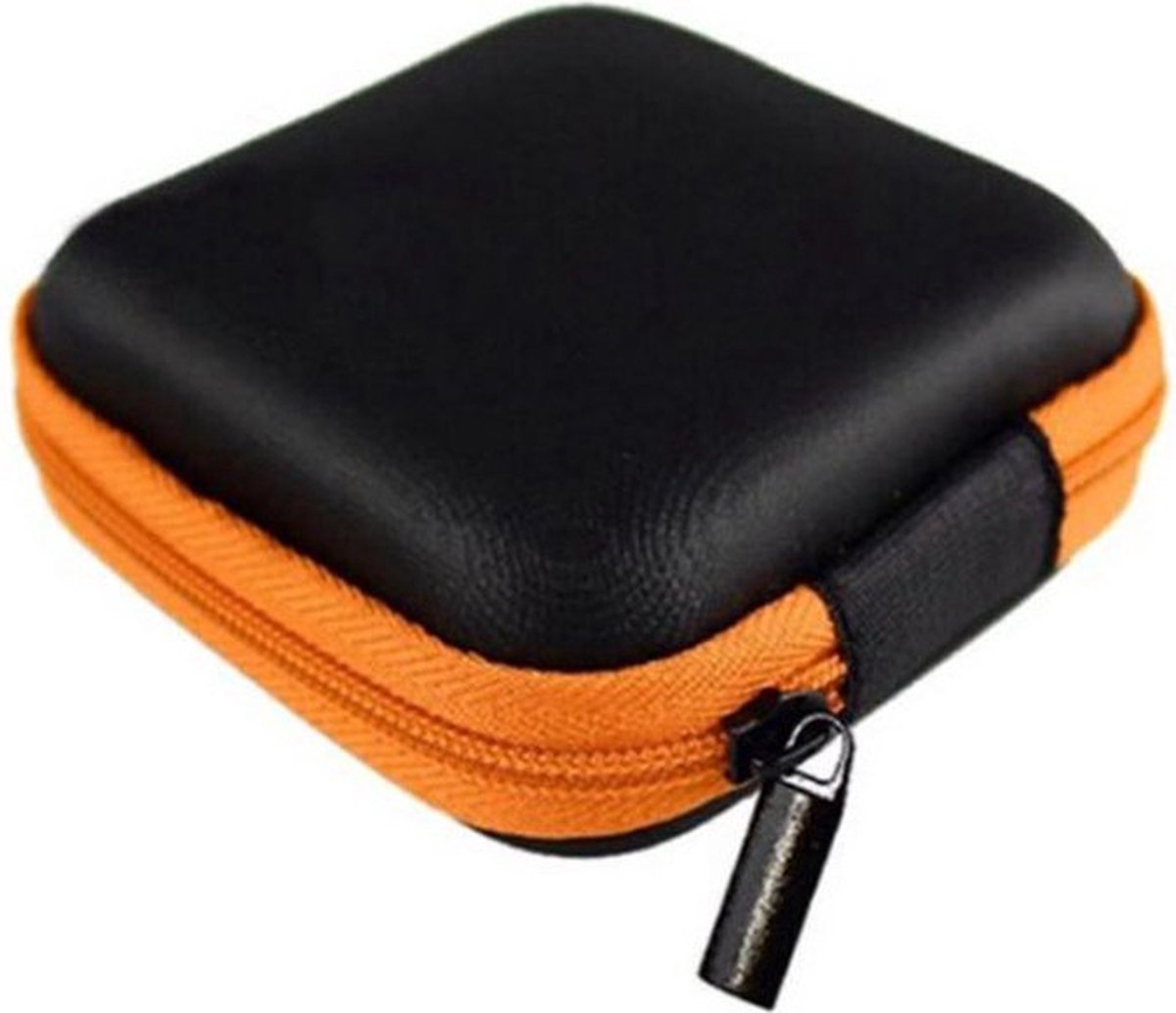 Earbud Storage Case for Earphnes | Case for In-ear Headphones | Earbud Case | Headphone Organizer | Charging Cable Storage Case | Black/Orange - Image 2