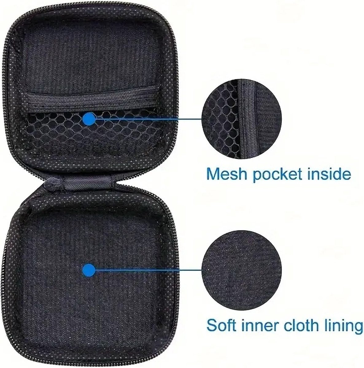 Earbud Storage Case for Earphnes | Case for In-ear Headphones | Earbud Case | Headphone Organizer | Charging Cable Storage Case | Black/Orange - Image 3