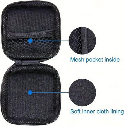 Earbud Storage Case for Earphnes | Case for In-ear Headphones | Earbud Case | Headphone Organizer | Charging Cable Storage Case | Black/Orange - Image 3
