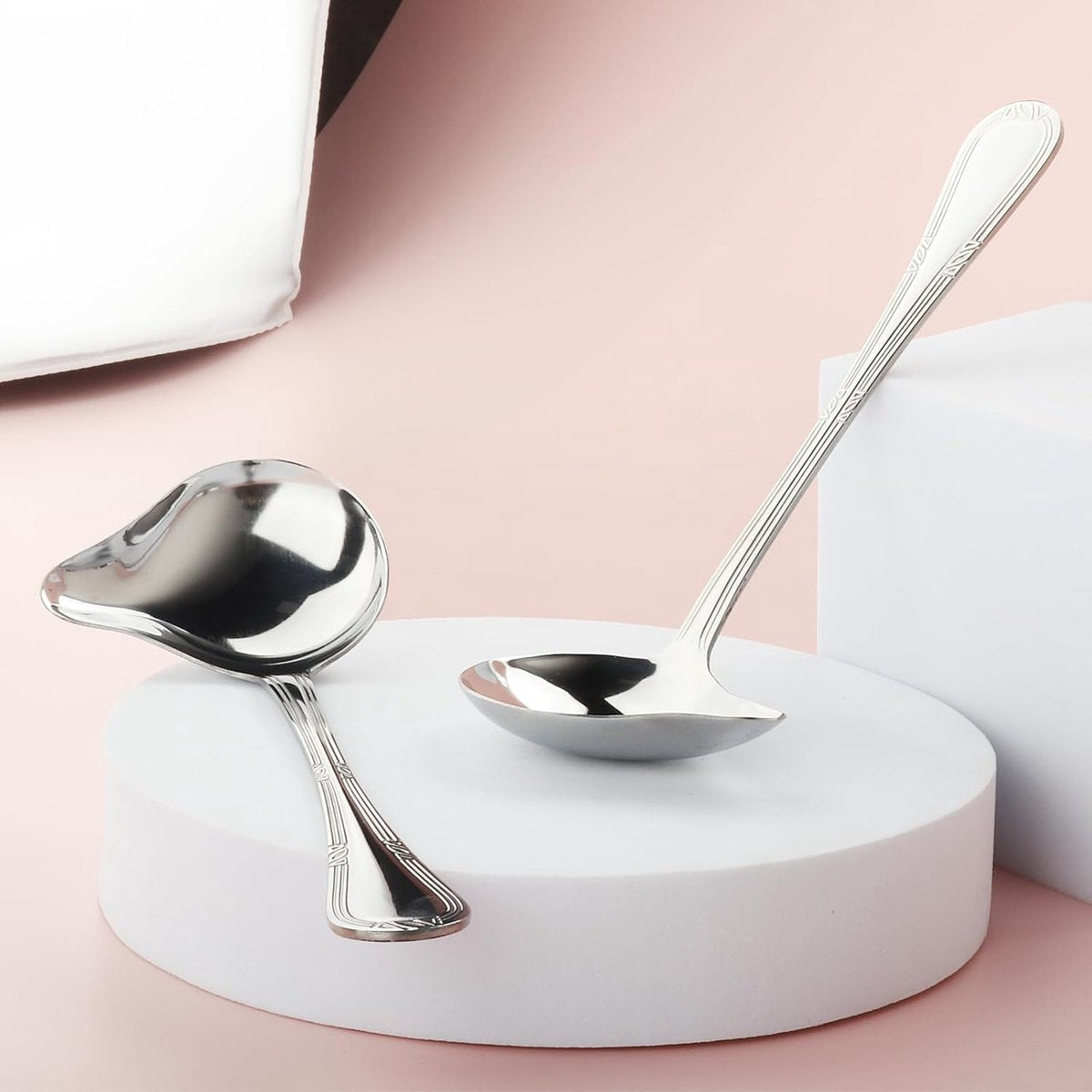 2-piece gravy spoon, small spoon with spout, 18/10 stainless steel, sauce ladle for scooping gravy and sauces, 7.87 inches - Image 3
