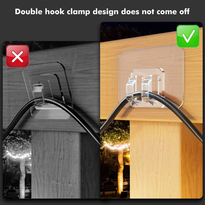100 pieces Hooks for outdoor lighting - with adhesive strips - No damage, no tools, no holes, waterproof and UV-resistant - Perfect for Christmas and patio decoration - Image 4